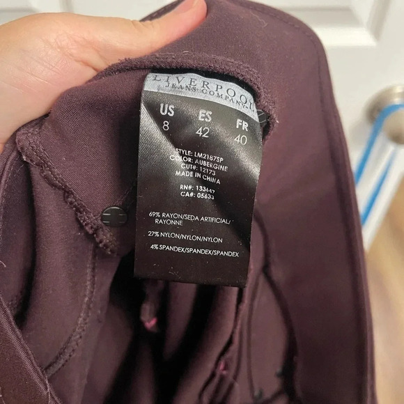 Liverpool Womens Jeans 8/29 Eggplant Purple Elastic Waist Pull On Stretch - Picture 5 of 5